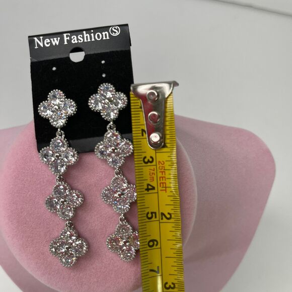 Earrings Silver Floral Dangle Jewelry #571 - Picture 5 of 7